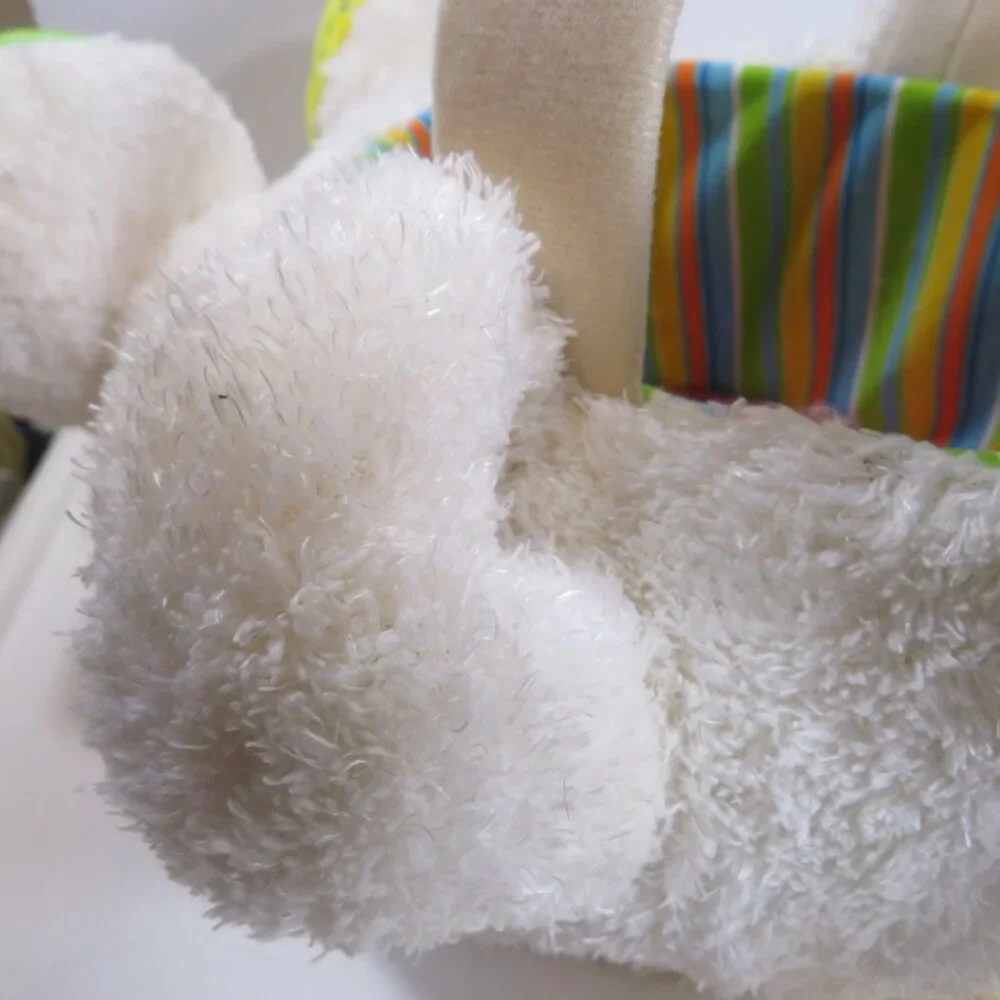 Plush Easter Bunny Rabbit Basket with colorful striping Dan Dee